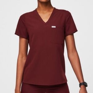Figs Catarina scrub top burgundy Large